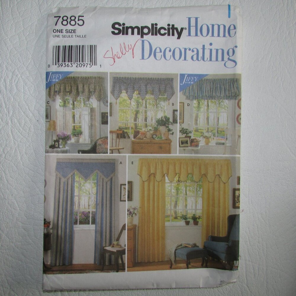 Simplicity Window Treatments Sewing Pattern - 7885 - Unused